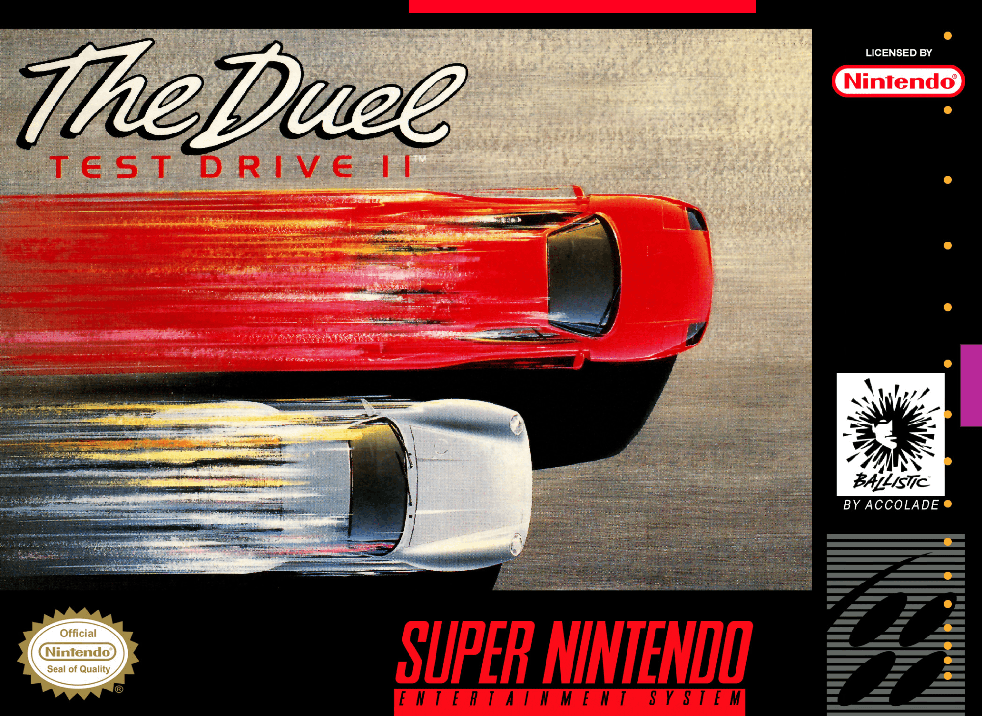The Duel Test Drive II box art for Super Nintendo